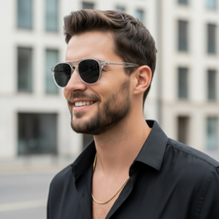 Lunette Aviateur Homme – Monture Crystal & Verres Noir UV400