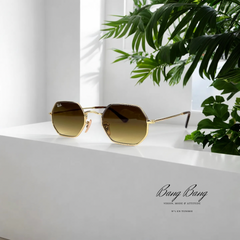 Ray-Ban RB3556N Octogonal– Lunettes de soleil Doré & Verres Dégradés