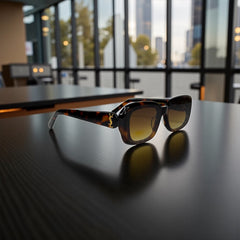 Lunettes de Soleil Femme – Saint Laurent Carrée Havana & Gold