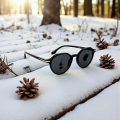 Lunettes rondes noires – Verres noirs foncé