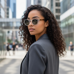 Lunettes de soleil femme – Monture transparente & branches écaille