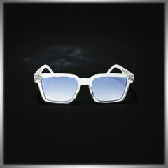 Lunettes carrées transparentes – Verres bleus dégradés