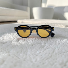 Lunette ronde noire – verres jaune dégradé