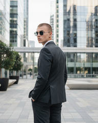 Monture métallique argentée & verres gris polarisés