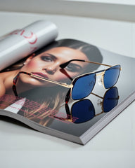 Monture dorée & verres bleus