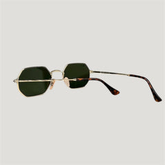 Lunettes de soleil hexagonales vertes – Monture dorée homme & femme