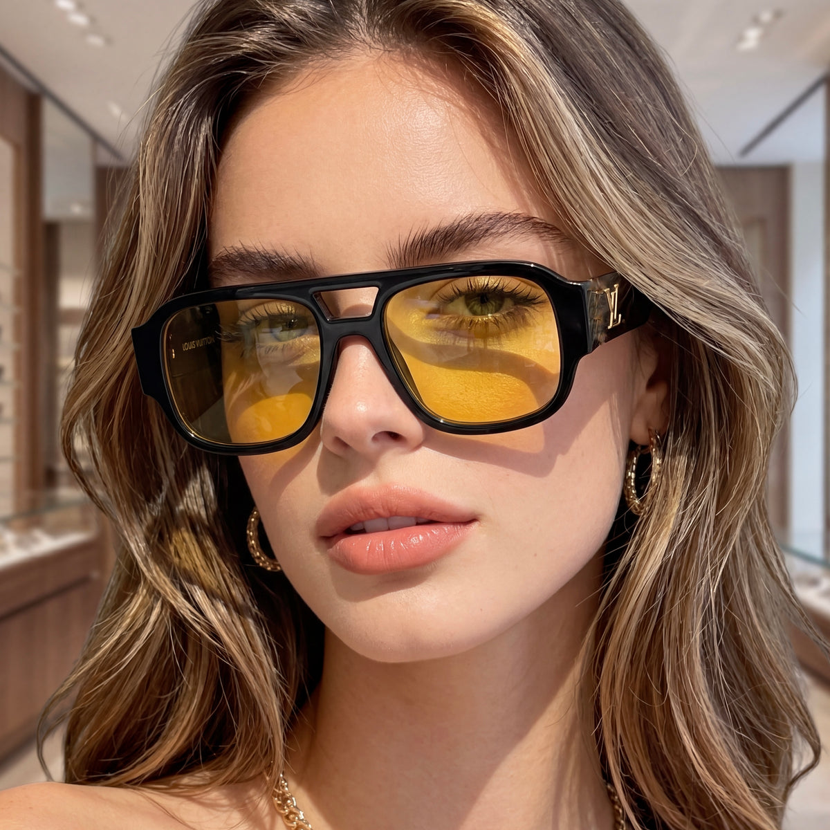 Lunettes de Soleil Femme Oversized – Black Orange Edition