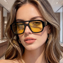 Lunettes de Soleil Femme Oversized – Black Orange Edition