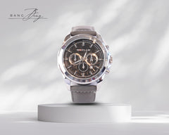 ⏱️ Chronographe Élégance Cuir gris