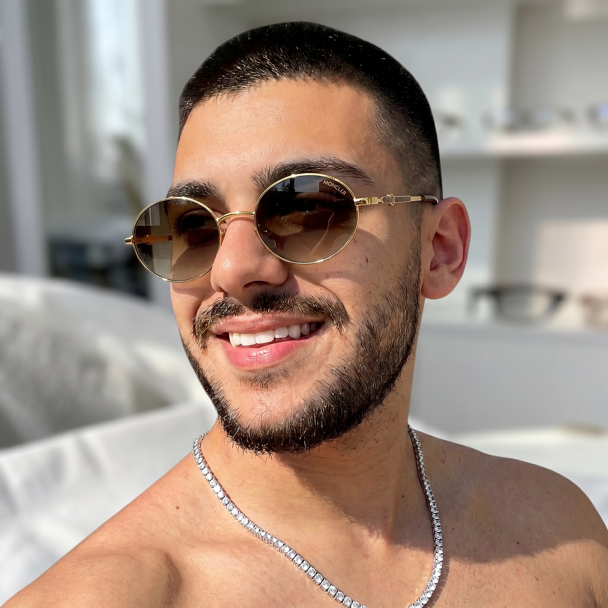 Lunettes de Soleil Homme Oval – Gold Brown Prestige