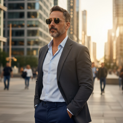 Lunettes homme octogonales dorées