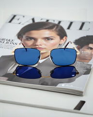 Monture dorée & verres bleus