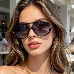 Lunettes Femme Oversize UV400 – Ombre Noire