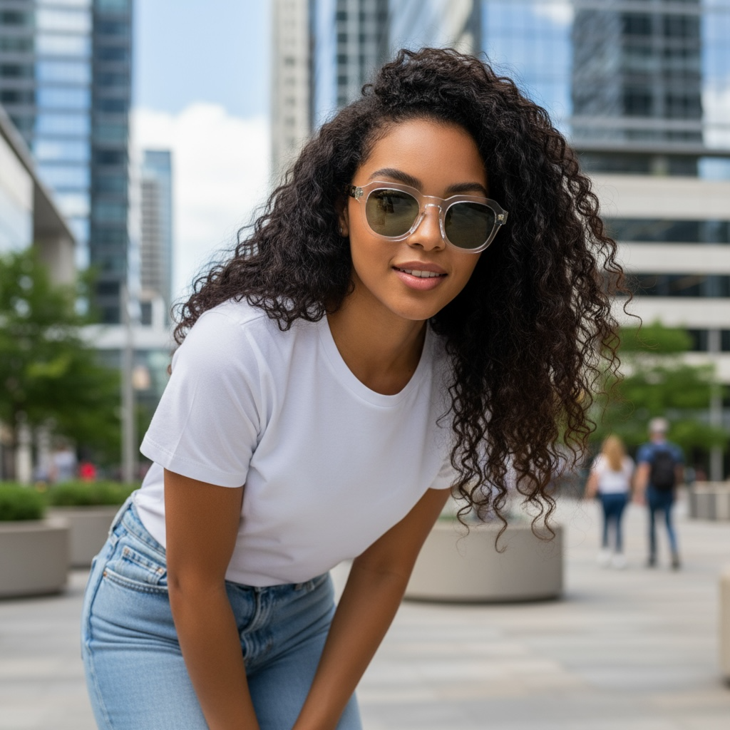 Lunettes de soleil femme – Monture transparente & branches écaille