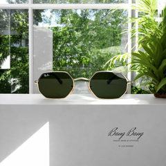 Ray-Ban RB3556N 001 – Lunettes de soleil Octogonales Gold & G-15