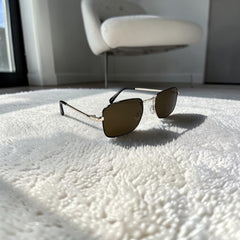Lunettes Femme | Rectangulaires Marron & Éclat Doré