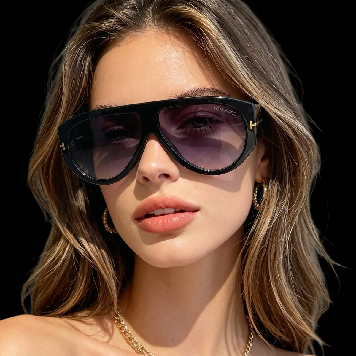 Lunettes Femme Oversize UV400 – Noir Dégradé Prestige