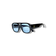 Lunettes de Soleil Homme Oversized – Black Ice Blue Edition
