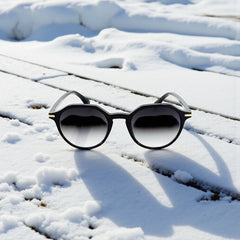 Lunettes rondes noires – Verres dégradés gris