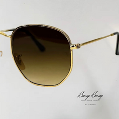 Ray-Ban RB3548N – Lunettes de soleil Hexagonales Doré & Verres Dégradés Marron