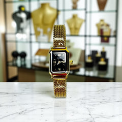 Montre femme dorée – Cadran noir