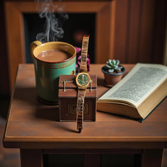 Montre Femme Chic Dorée Verte | Idée Cadeau