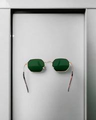 Lunettes Octogonales Vertes – Monture Dorée Élégante