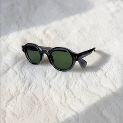 Lunettes rondes gris foncé verres verts