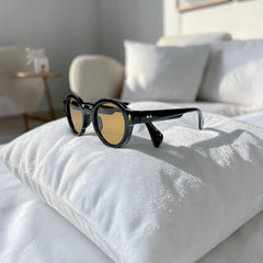 Lunette ronde noire – verres jaune dégradé