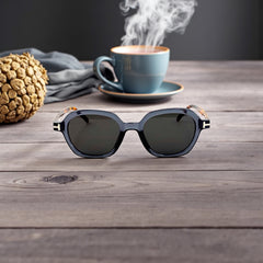 Lunettes rondes noires – Verres dégradés gris