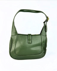 Sac à main en cuir avec garniture dorée – Disponible en noir, vert et bordeaux