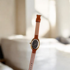 Montre Femme Dorée Bracelet Cuir Marron