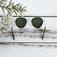 Lunettes homme – Doré & vert foncé