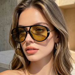 Lunettes Femme Oversize UV400 – Honey Sunset