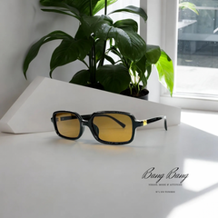 🕶️ Black Rectangular – Amber Lenses