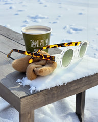 Monture transparente & branches écaille, verres verts dégradés