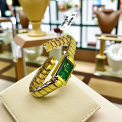 Montre femme dorée – Cadran vert rectangulaire style Rolex