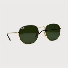 Lunettes de soleil vertes unisexes – Monture dorée