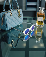 Monture transparente & verres bleus miroir