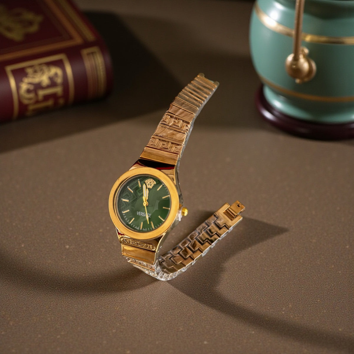 Montre Femme Chic Dorée Verte | Idée Cadeau