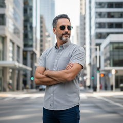 Lunettes homme octogonales dorées