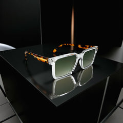 Lunettes carrées transparentes – Verres verts