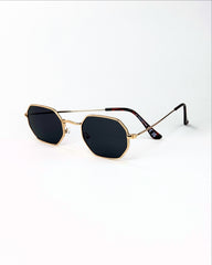 Lunettes de soleil octogonales à monture dorée – Élégance géométrique