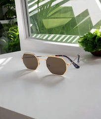 City Vision Octogonales Dorées – Verres Marron Classiques