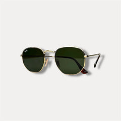 Lunettes de soleil vertes unisexes – Monture dorée