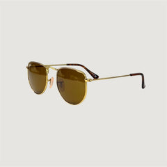 Lunettes de soleil homme dorées avec verres marron – Style classique