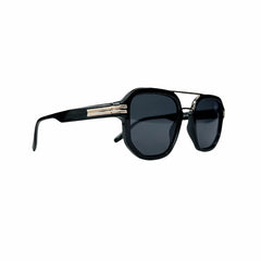 Lunette homme noire carrée avec finition métallique