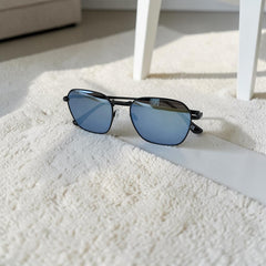 Lunettes de Soleil Homme “Aqua Mirror” - Verres Bleus Miroirs & Monture Noire