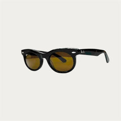 Lunettes de soleil noires à verres marron – Style rétro unisexe