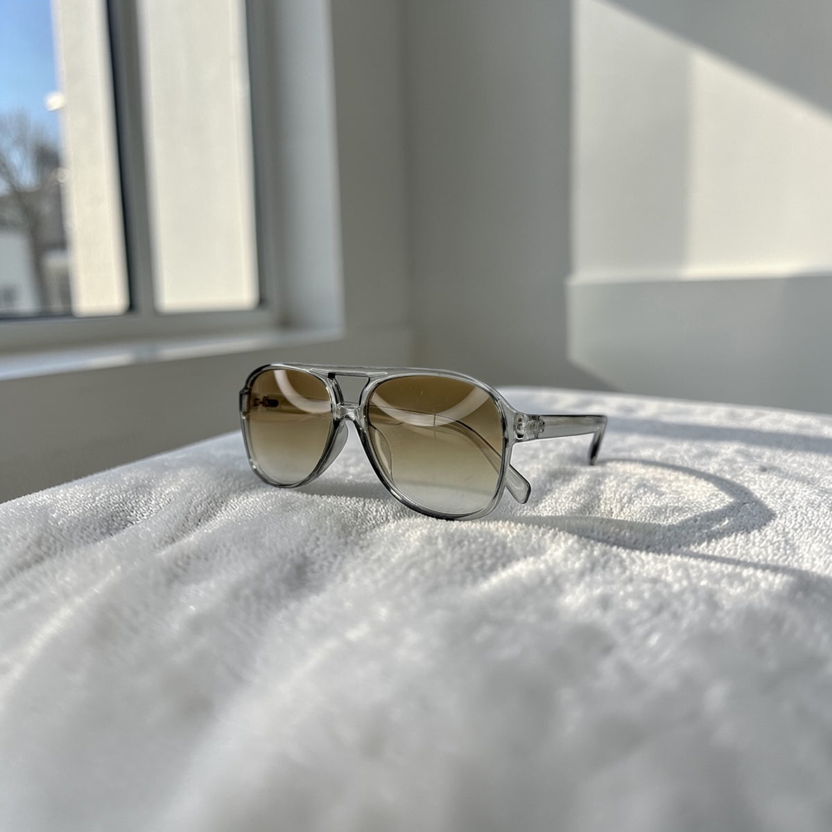 Lunettes pilote transparent – verres marron dégradé